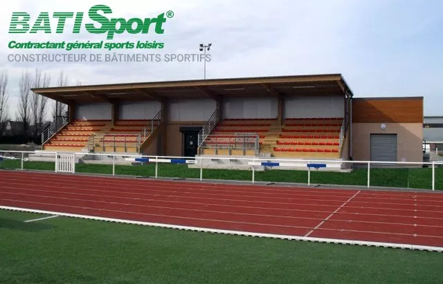 Tribunes vestiaires du stade de foot de deuil la barre capacite de 220 places assises.
